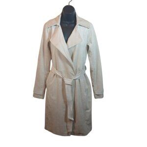 Abercrombie & Fitch Cream Vegan Suede Trench Coat Size Small